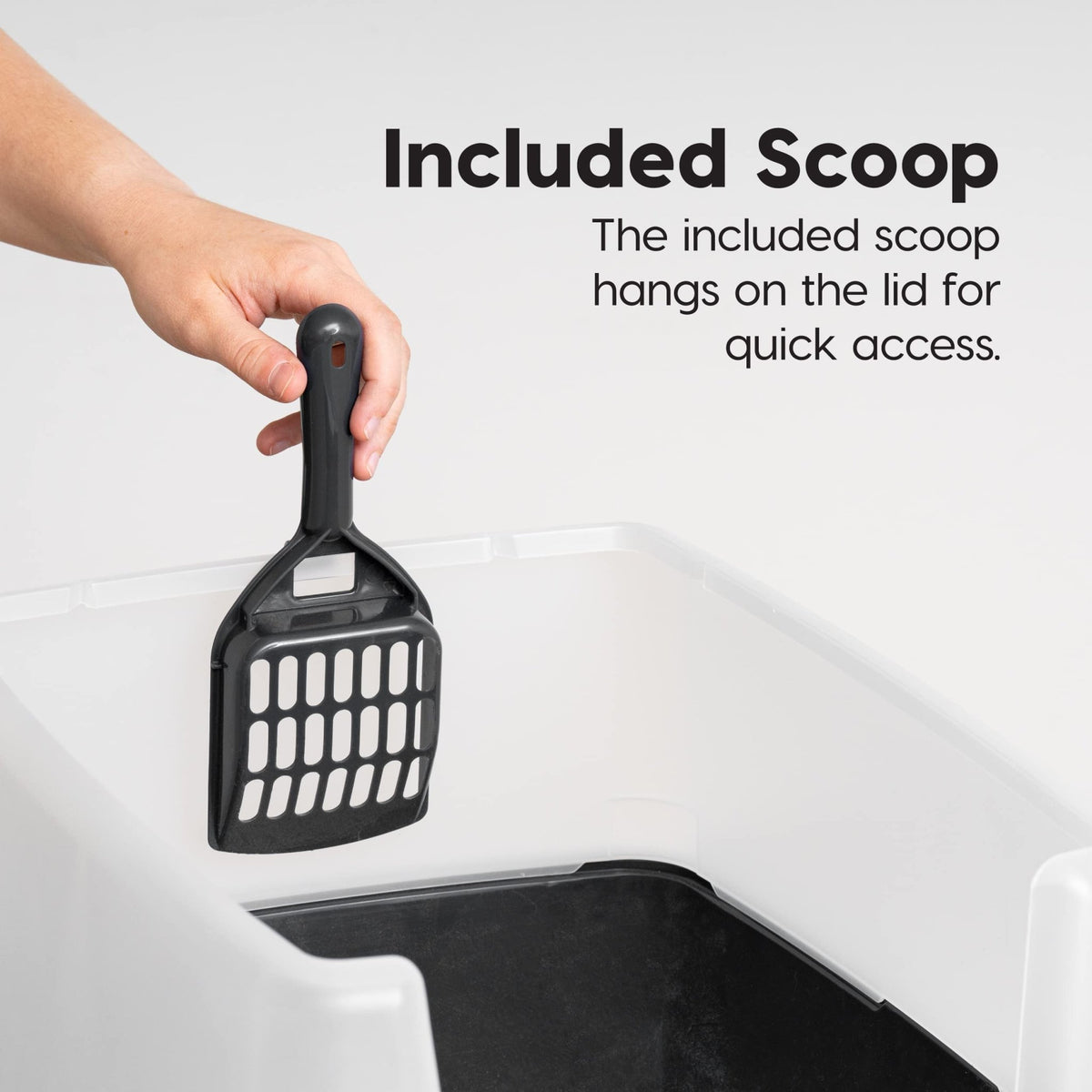 Iris Ohyama Cat Litter Tray with Scoop, Grey, Easy to Clean, Cat Litter Box, Detachable Spill Preventing Walls, For Kittens, Adult Cats, Rabbits, BPA Free, Open Top, Modern, CLH-12 - Sayby’s