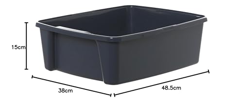 Iris Ohyama Cat Litter Tray with Scoop, Grey, Easy to Clean, Cat Litter Box, Detachable Spill Preventing Walls, For Kittens, Adult Cats, Rabbits, BPA Free, Open Top, Modern, CLH-12 - Sayby’s
