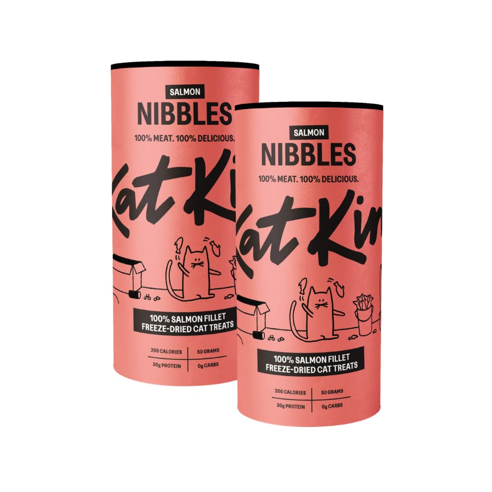 KatKin Salmon Nibbles (50g Tube) - 100% Fresh Fillet Freeze-Dried Cat Treats Made in the UK for Cats and Kittens - Sayby’s