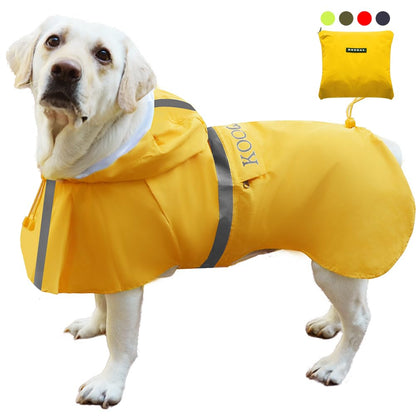 KOOGAL Waterproof Dog Raincoat with Hood Reflective Design with Leash Hole, Adjustable Reflective Jacket,Rain Poncho, Breathable and Lightweight, Suitable for Rainy Day Walking - Sayby’s