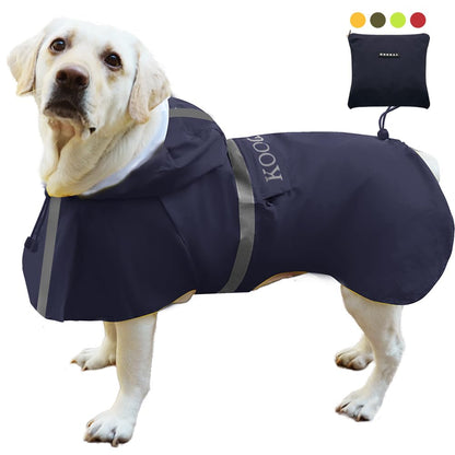 KOOGAL Waterproof Dog Raincoat with Hood Reflective Design with Leash Hole, Adjustable Reflective Jacket,Rain Poncho, Breathable and Lightweight, Suitable for Rainy Day Walking - Sayby’s