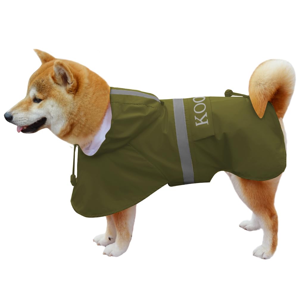 KOOGAL Waterproof Dog Raincoat with Hood Reflective Design with Leash Hole, Adjustable Reflective Jacket,Rain Poncho, Breathable and Lightweight, Suitable for Rainy Day Walking - Sayby’s