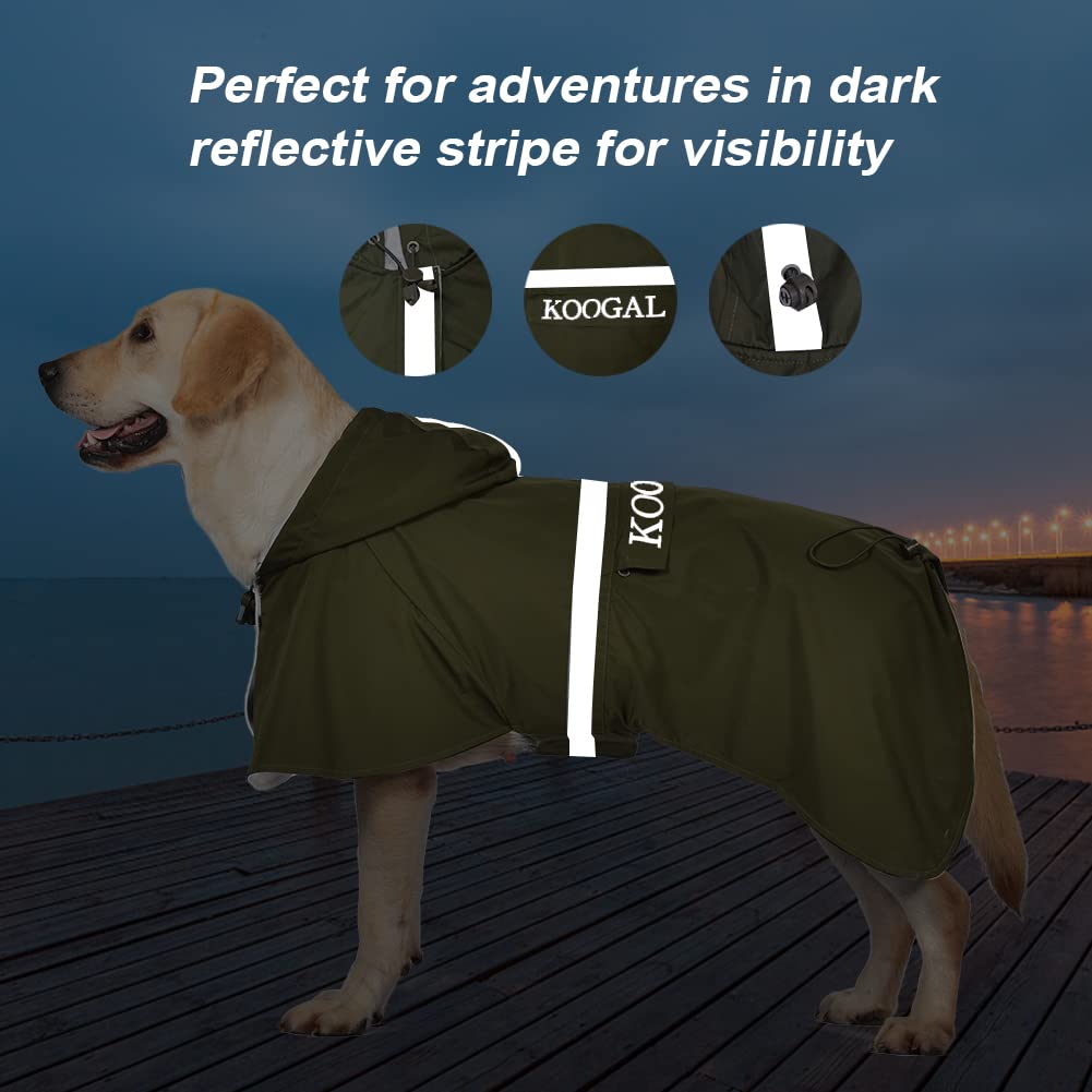 KOOGAL Waterproof Dog Raincoat with Hood Reflective Design with Leash Hole, Adjustable Reflective Jacket,Rain Poncho, Breathable and Lightweight, Suitable for Rainy Day Walking - Sayby’s