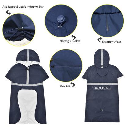 KOOGAL Waterproof Dog Raincoat with Hood Reflective Design with Leash Hole, Adjustable Reflective Jacket,Rain Poncho, Breathable and Lightweight, Suitable for Rainy Day Walking - Sayby’s