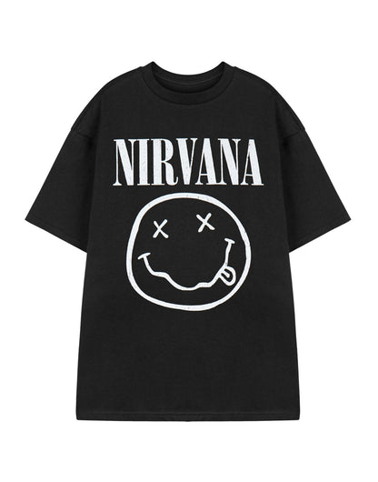 Nirvana Mens T-Shirt | Adults Short Sleeve Graphic Tee in Black Options| Classic Grunge Distressed Band Logo Print Apparel Top | Vintage Rock Band Merchandise Gift - Sayby’s