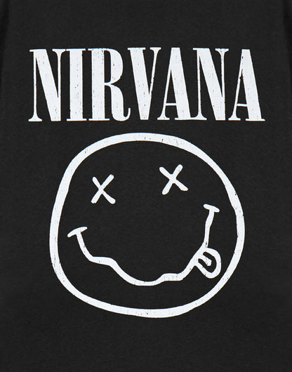 Nirvana Mens T-Shirt | Adults Short Sleeve Graphic Tee in Black Options| Classic Grunge Distressed Band Logo Print Apparel Top | Vintage Rock Band Merchandise Gift - Sayby’s