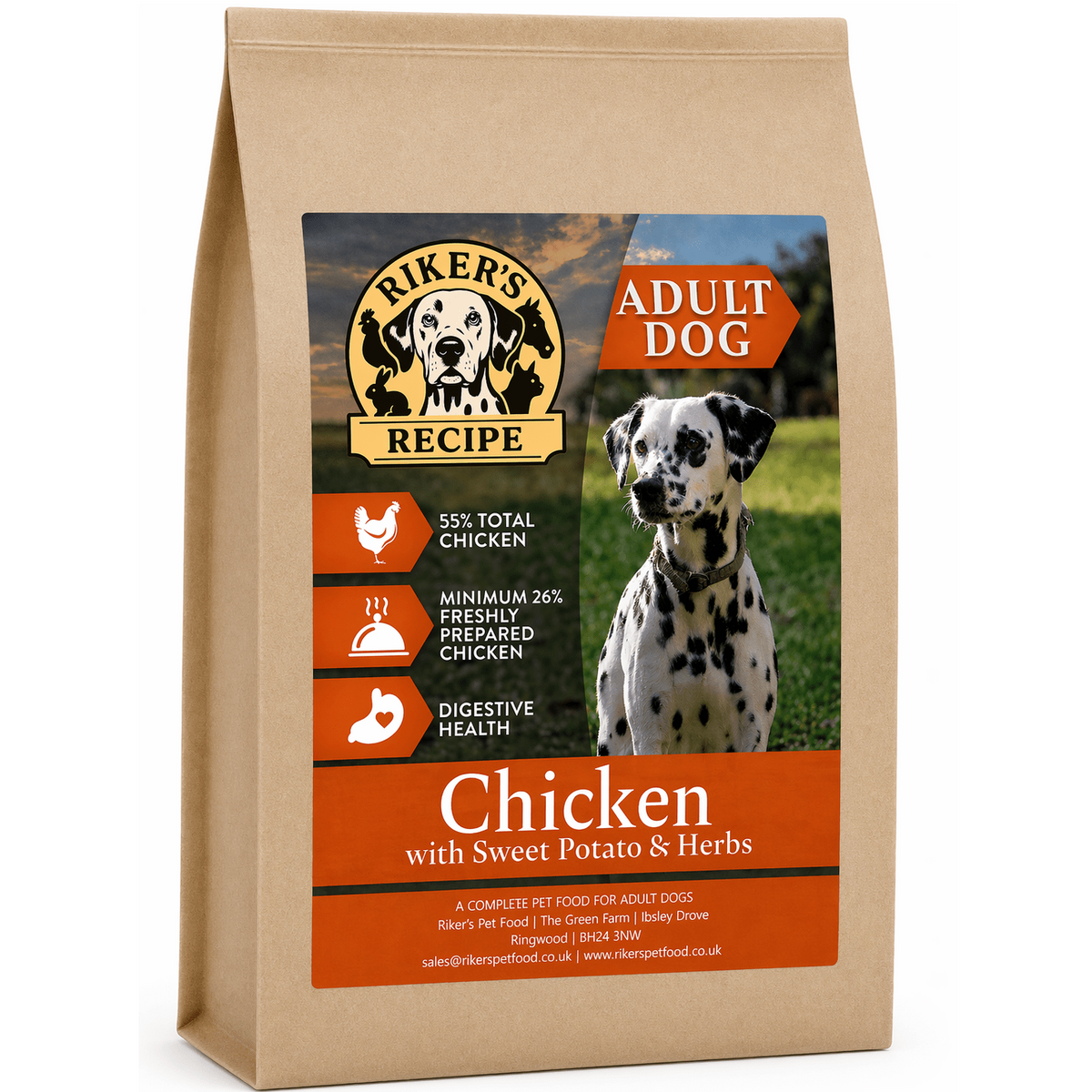 Riker’s Recipe Chicken & Sweet Potato Dog Food (2kg)