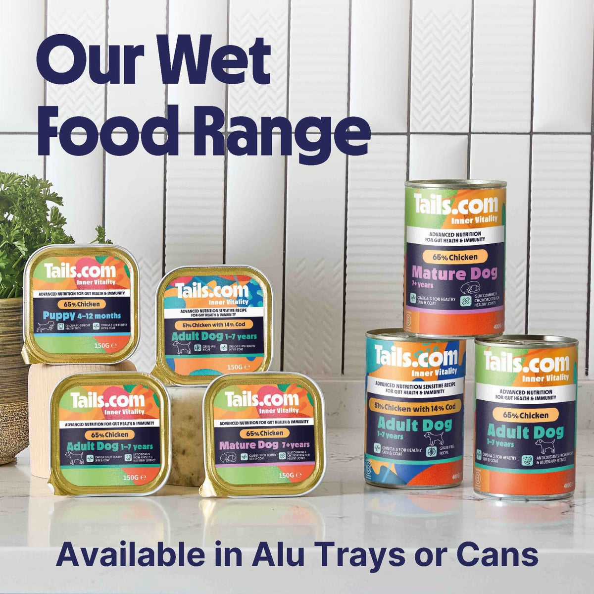 Tails.com Inner Vitality • Wet Dog Food 11 x 150g • Sensitive Chicken & Cod • Adult 1-7 years • Grain Free Recipe • Made with natural ingredients • Contains Omega 3 to Support Skin and Coat - Sayby’s