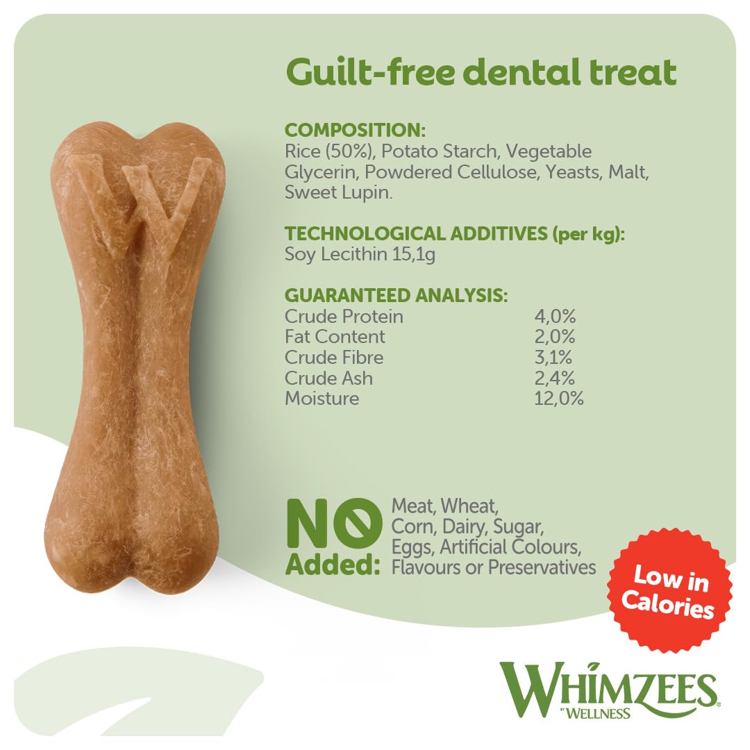 WHIMZEES By Wellness Rice Bone, Dog Dental Sticks, 9 Pieces, Size M/L, Dog Chews for Medium to Large Breeds, Natural, Gluten-Free, Rawhide-Free, Vegetarian - Sayby’s